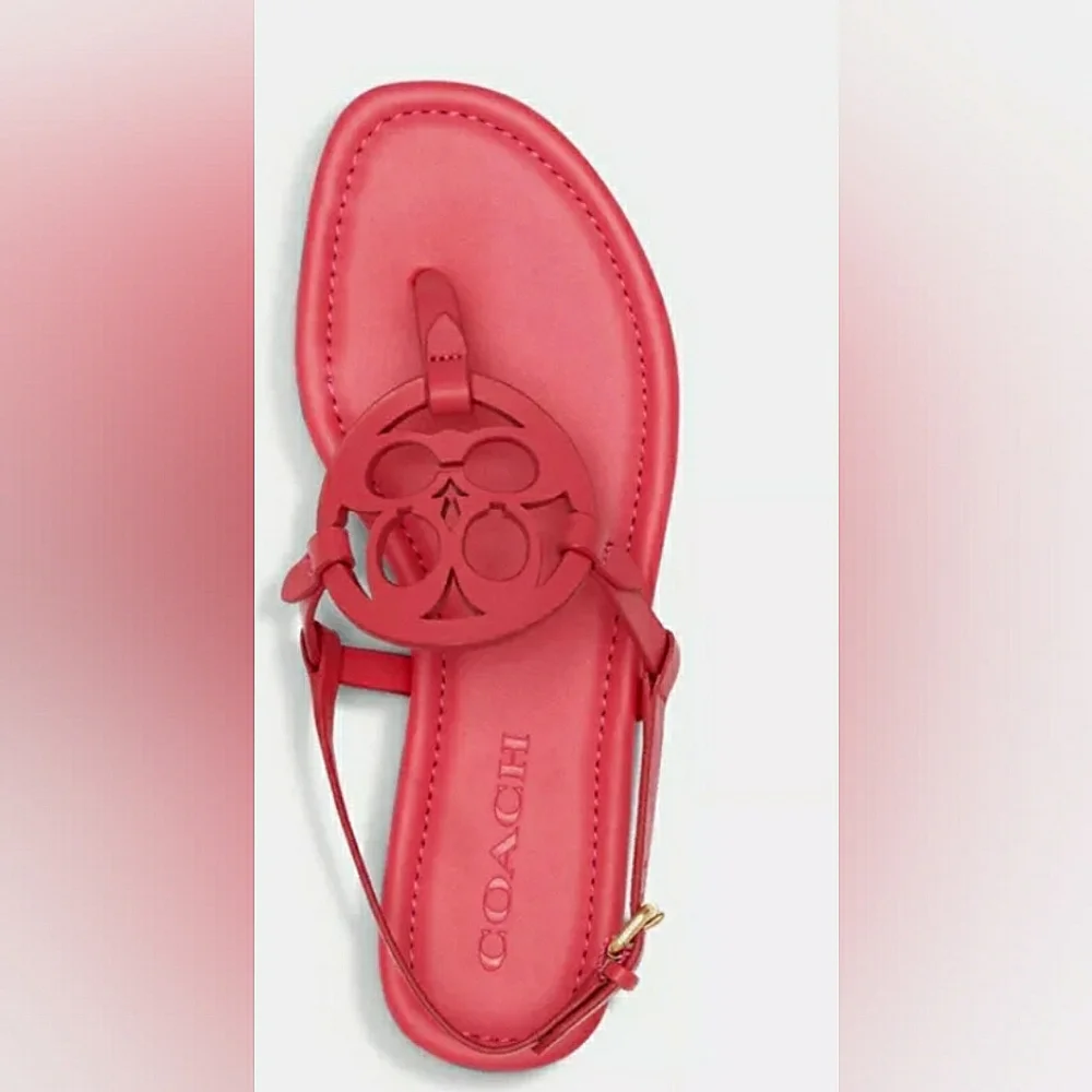 COACH DESIGNER Jaci Sandals Pink Red Slingback Flip flop thong Size 9.5